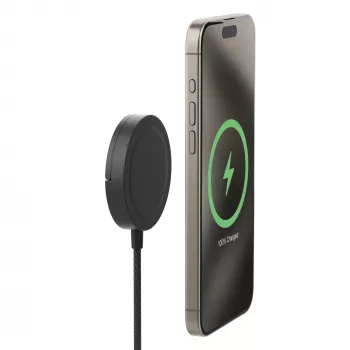 mophie Qi2 magnētiskais lādētājs viedtālrunim melns USB bezvadu uzlāde ātrā uzlāde iekštelpām