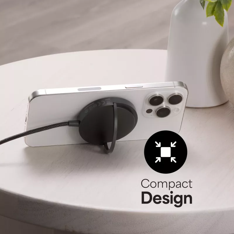 mophie Qi2 magnētiskais lādētājs viedtālrunim melns USB bezvadu uzlāde ātrā uzlāde iekštelpām