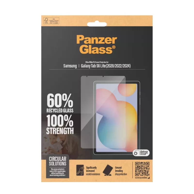 PanzerGlass ® ekrāna aizsargs Samsung Galaxy Tab S6 Lite (2020, 2022, 2024) | Īpaši plats derīgums