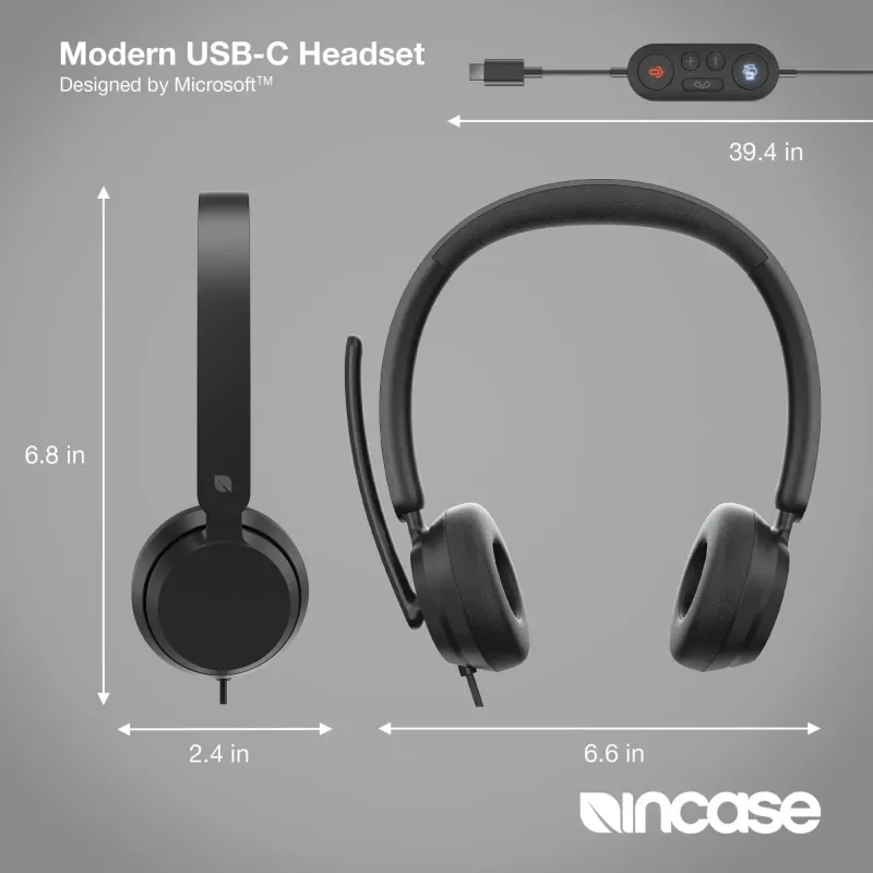 Incase Designed by Microsoft Modern USB-C austiņas ar vadu, galvas lentes veida Office/Call center USB Type-C melns