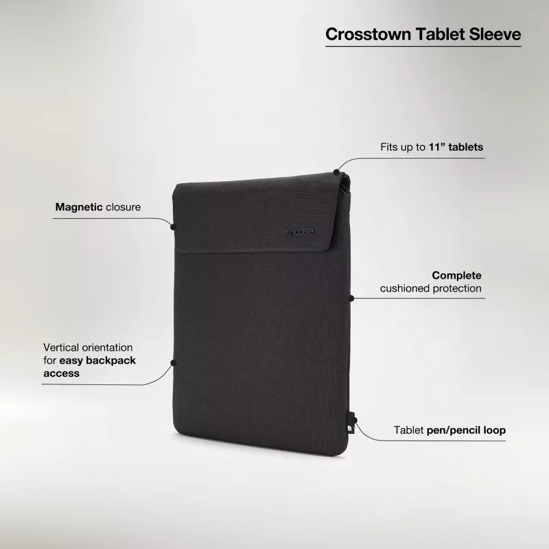 Planšetdatora futrālis Incase Crosstown Sleeve 11 collu planšetdatoram, melns