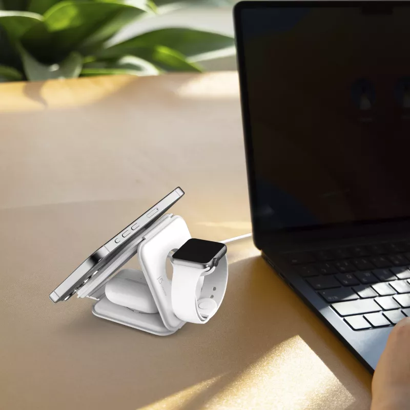 j5create Qi2 3-in-1 Magnetic Travel Wireless Charging Station Indoor USB Fast Charging balta