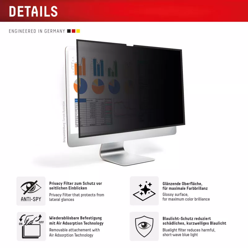 Displex PRIVACY SAFE noņemams divvirzienu privātuma filtrs iMac 24 collas M1 (2021)/ M3 (2023)/ M4 (2024)