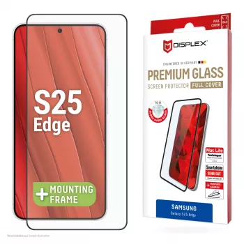 Displex Premium ekrāna aizsargs (Pilns pārklājums, 10H) Samsung Galaxy S25 Edge, Eco montāžas rāmis, Pilns pārklājums