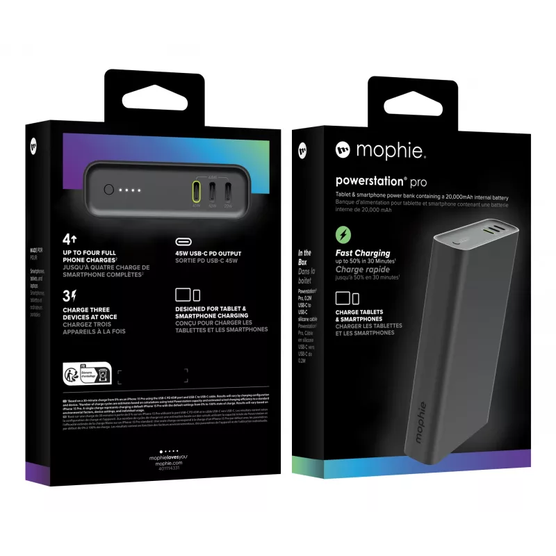 mophie Powerstation Pro 20000 mAh Melns