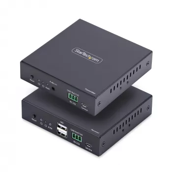 StarTech.com HDMI KVM paplašinātājs caur IP tīklu, 4K 60Hz, bez draiveriem, HDMI un USB caur Ethernet/CAT6, AVoIP, raidītāja un uztvērēja komplekts, ietver montāžas komplektus
