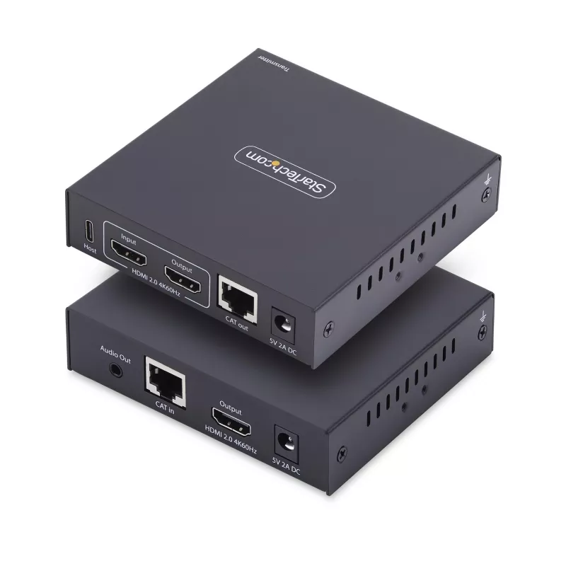 StarTech.com HDMI KVM paplašinātājs caur IP tīklu, 4K 60Hz, bez draiveriem, HDMI un USB caur Ethernet/CAT6, AVoIP, raidītāja un uztvērēja komplekts, ietver montāžas komplektus