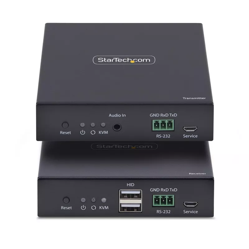 StarTech.com HDMI KVM paplašinātājs caur IP tīklu, 4K 60Hz, bez draiveriem, HDMI un USB caur Ethernet/CAT6, AVoIP, raidītāja un uztvērēja komplekts, ietver montāžas komplektus
