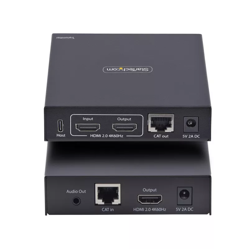 StarTech.com HDMI KVM paplašinātājs caur IP tīklu, 4K 60Hz, bez draiveriem, HDMI un USB caur Ethernet/CAT6, AVoIP, raidītāja un uztvērēja komplekts, ietver montāžas komplektus