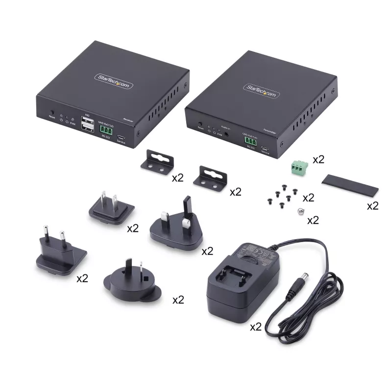 StarTech.com HDMI KVM paplašinātājs caur IP tīklu, 4K 60Hz, bez draiveriem, HDMI un USB caur Ethernet/CAT6, AVoIP, raidītāja un uztvērēja komplekts, ietver montāžas komplektus