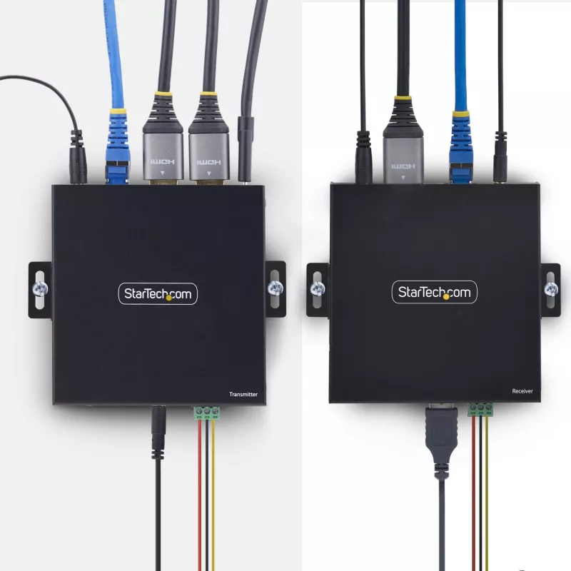 StarTech.com HDMI KVM paplašinātājs caur IP tīklu, 4K 60Hz, bez draiveriem, HDMI un USB caur Ethernet/CAT6, AVoIP, raidītāja un uztvērēja komplekts, ietver montāžas komplektus