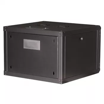 Pie sienas stiprināms 19 collu statīva skapis ROLINE Pro 7U 600x600 PxD, melns, atslēgu bloķētājs, IP20