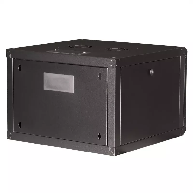 Pie sienas stiprināms 19 collu statīva skapis ROLINE Pro 7U 600x600 PxD, melns, atslēgu bloķētājs, IP20