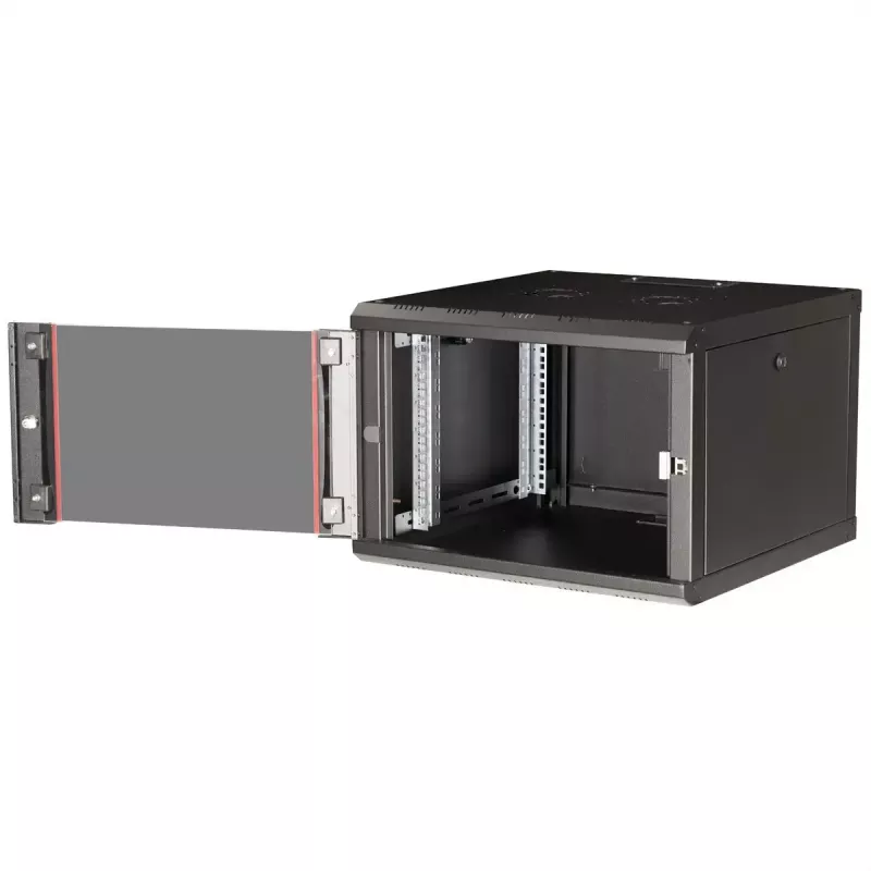 Pie sienas stiprināms 19 collu statīva skapis ROLINE Pro 7U 600x600 PxD, melns, atslēgu bloķētājs, IP20