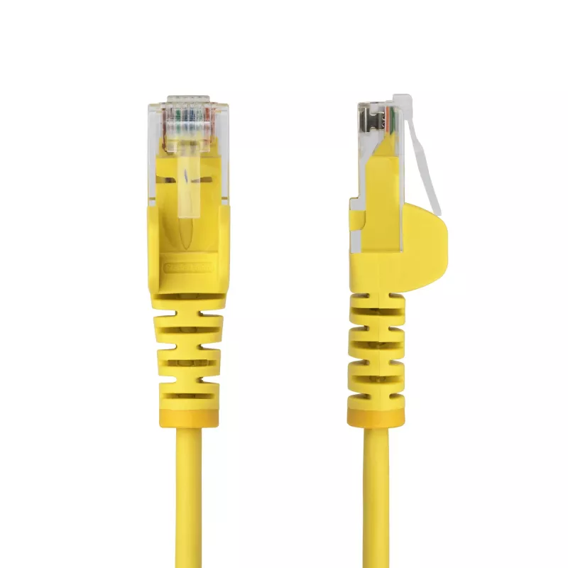 StarTech.com 2m dzeltens plāns CAT6 Ethernet kabelis, bez aizķeršanās, 100W PoE, UTP, LSZH, 28AWG tīrs neapstrādāts vara vads, plāns RJ45 tīkla plākstera vads ar stiepes atslogošanu, individuāli pārbaudīts