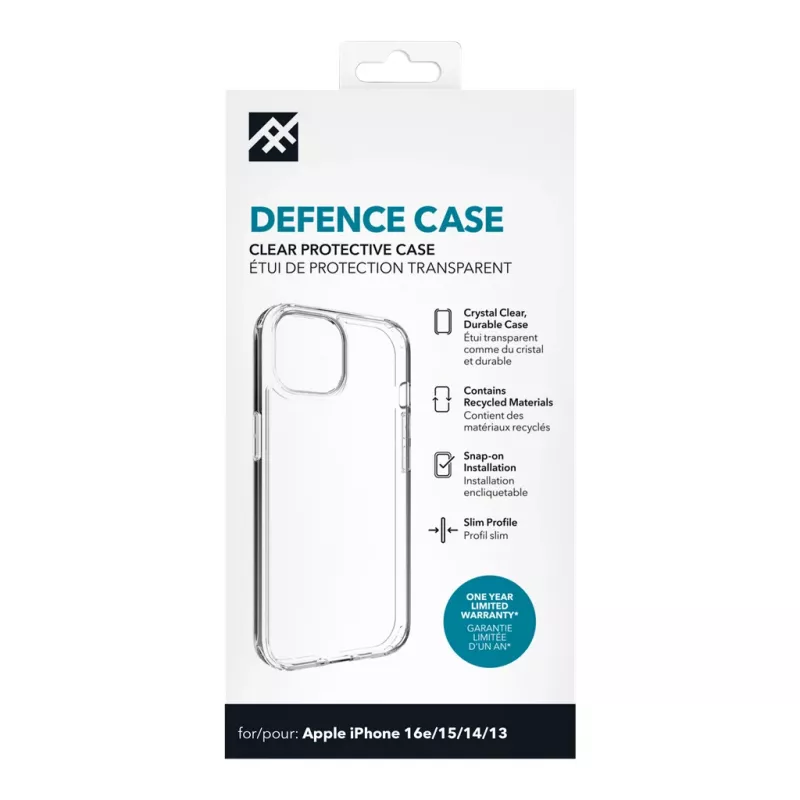 IFROGZ Defence vāciņš iPhone 17e/16e/15/14/13 Clear, Cover, Apple, iPhone 17e/16e/15/14/13, 15.5 cm (6.1 collas), Caurspīdīgs