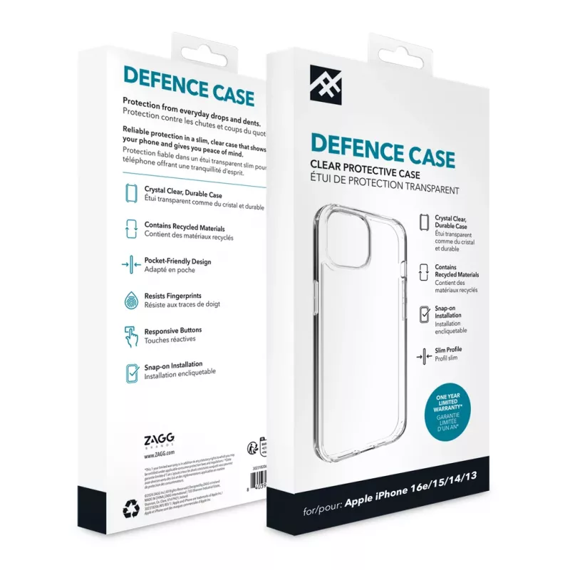 IFROGZ Defence vāciņš iPhone 17e/16e/15/14/13 Clear, Cover, Apple, iPhone 17e/16e/15/14/13, 15.5 cm (6.1 collas), Caurspīdīgs