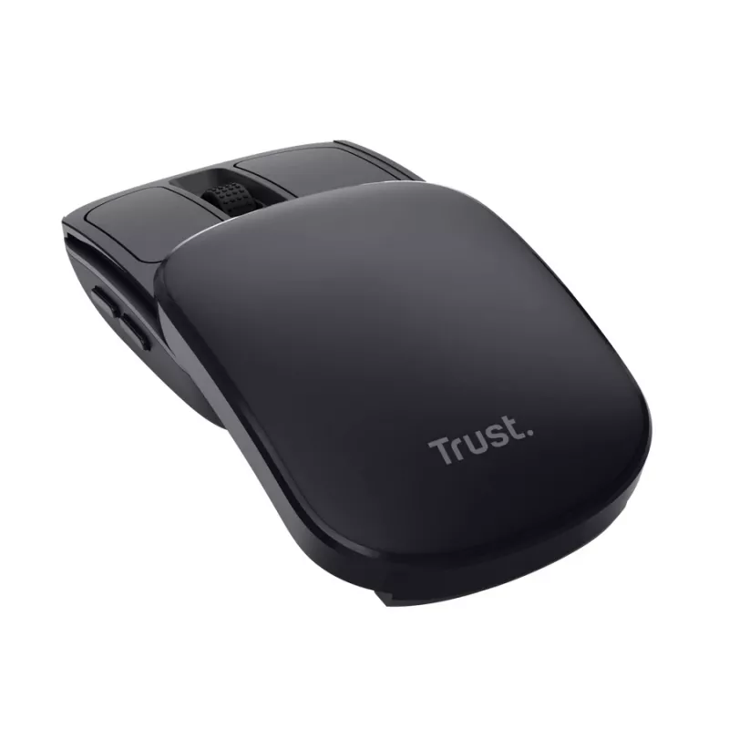 Pele TRUST Travel piemērota abām rokām RF bezvadu 2400 DPI, 6 pogas, melna