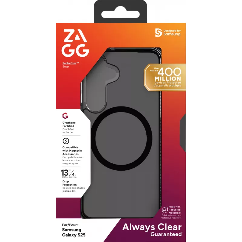 ZAGG Santa Cruz Snap Samsung Galaxy S25 Midnight, vāciņš, Samsung, Galaxy S25, 15,8 cm (6,2 collas), pelēks