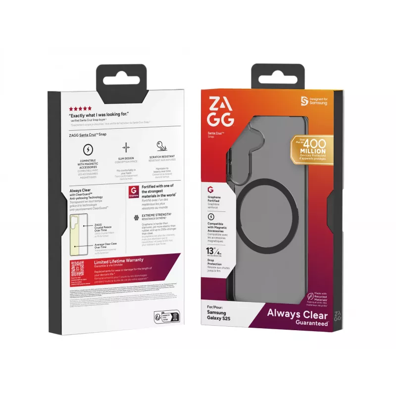 ZAGG Santa Cruz Snap Samsung Galaxy S25 Midnight, vāciņš, Samsung, Galaxy S25, 15,8 cm (6,2 collas), pelēks