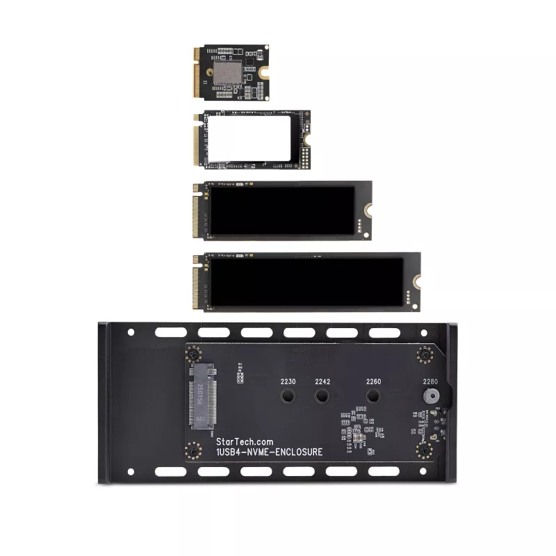 StarTech.com USB4 M.2 NVMe korpuss, 40Gbps, ārējais USB-C/Thunderbolt NVMe SSD korpuss, alumīnija radiatora korpuss, B+M/M-Key