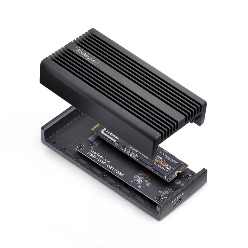 StarTech.com USB4 M.2 NVMe korpuss, 40Gbps, ārējais USB-C/Thunderbolt NVMe SSD korpuss, alumīnija radiatora korpuss, B+M/M-Key