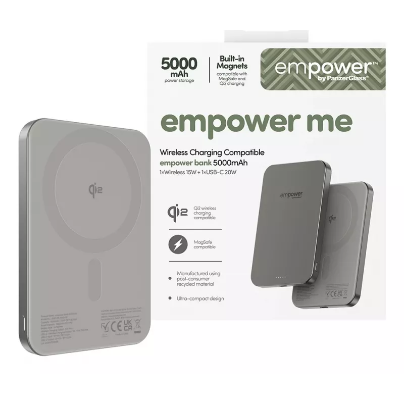 Ārējais akumulators PanzerGlass empower by empower Bank 5000mAh Titanium
