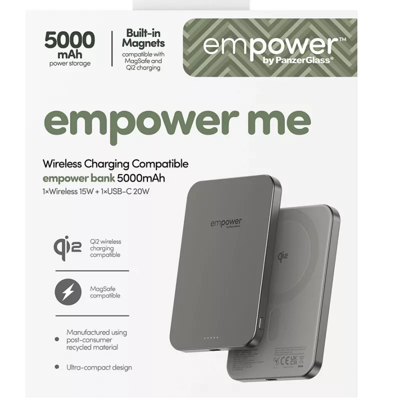 Ārējais akumulators PanzerGlass empower by empower Bank 5000mAh Titanium