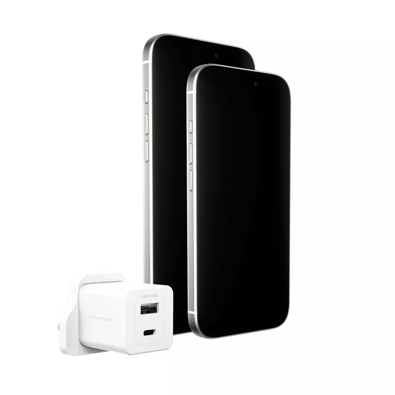 PanzerGlass empower™ by ® Turbo 35W lādētājs ar USB-C + USB-A | Lielbritānijas kontaktdakša | Sudrabaini balts