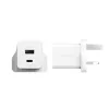 PanzerGlass empower™ by ® Turbo 35W lādētājs ar USB-C + USB-A | Lielbritānijas kontaktdakša | Sudrabaini balts