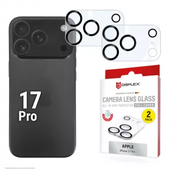 Displex Full Cover Camera Lens Glass iPhone 17 Pro, 10H, pilna kameras aizsargs, ātrās montāžas sistēma, 2 gab. iepakojumā