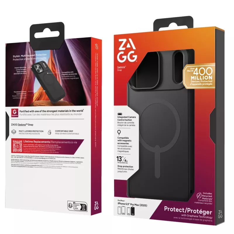 ZAGG Sedona Snap vāciņš priekš Apple iPhone 17 Pro Max Flood Melns