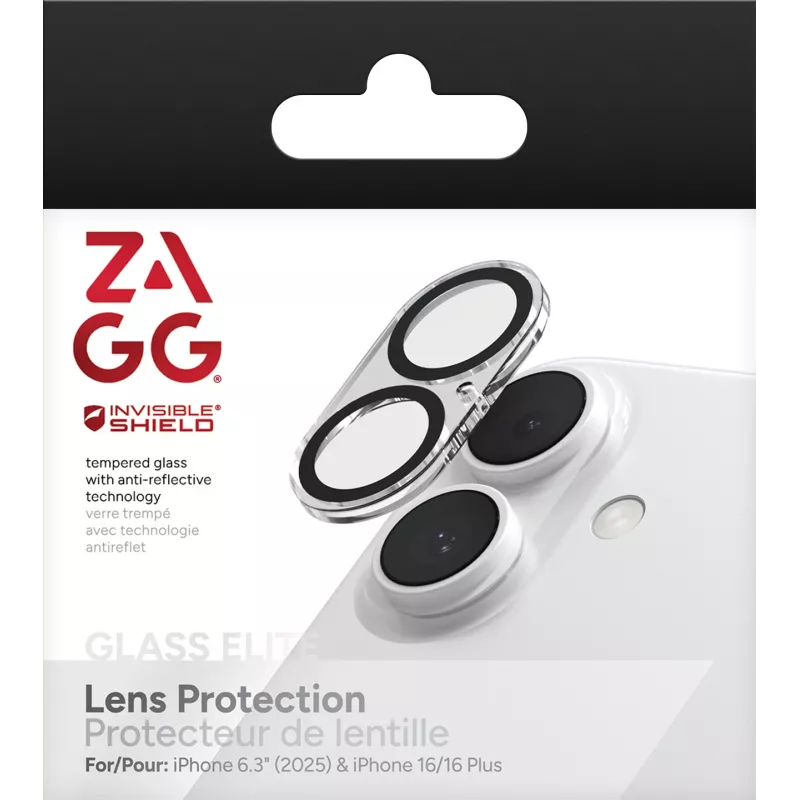 InvisibleShield Glass Elite objektīva aizsardzība Apple iPhone 17/16/16+ melnā krāsā