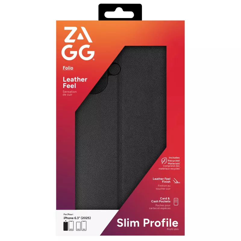 ZAGG Folio korpuss Apple iPhone 17 melns, Folio, Apple, iPhone 17, 16 cm (6,3 collas), Melns