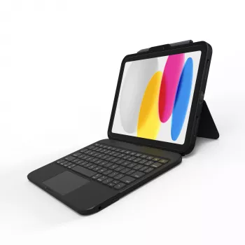 ZAGG Tough Keys-Apple-iPad 10. paaudze/A16-Melns-Vācu(B2B brūnā kaste)