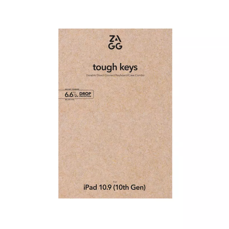 ZAGG Tough Keys-Apple-iPad 10. paaudze/A16-Melns-Vācu(B2B brūnā kaste)