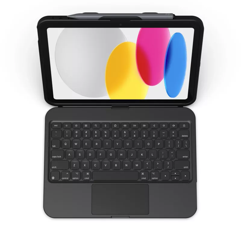 ZAGG Tough Keys-Apple-iPad 10. paaudze/A16-Melns-Vācu(B2B brūnā kaste)