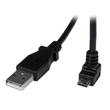 StarTech.com 2m Micro USB kabelis - A uz leņķa Micro B, 2 m, USB A, Micro-USB B, USB 2.0, 0,48 Gbit/s, Melns