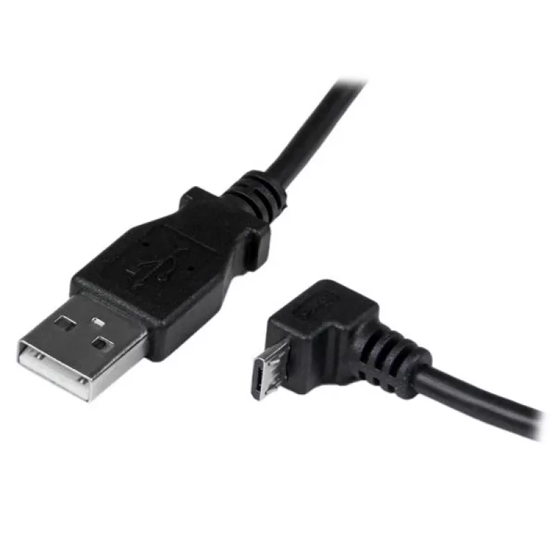 StarTech.com 2m Micro USB kabelis - A uz leņķa Micro B, 2 m, USB A, Micro-USB B, USB 2.0, 0,48 Gbit/s, Melns