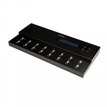 StarTech.com autonoms 1 pret 15 USB zibatmiņu dublikators un dzēsējs, vairāku USB zibatmiņu kopētājs, sistēmas un failu, kā arī visa diska kopēšana ar ātrumu 1,5 GB/min, viena un trīs piegājienu dzēšana, LCD displejs - TAA