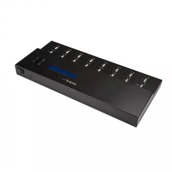 StarTech.com autonoms 1 pret 15 USB zibatmiņu dublikators un dzēsējs, vairāku USB zibatmiņu kopētājs, sistēmas un failu, kā arī visa diska kopēšana ar ātrumu 1,5 GB/min, viena un trīs piegājienu dzēšana, LCD displejs - TAA