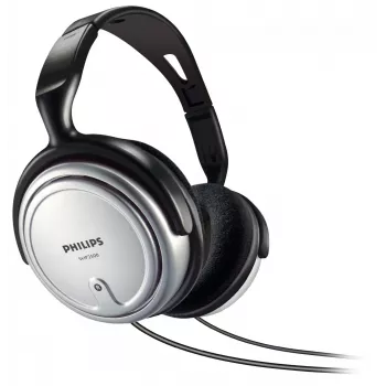 Philips Iekštelpu vadu TV austiņas SHP2500/10, vadu, 15 - 22000 Hz, mūzika, 909 g, austiņas, melnas, sudrabotas