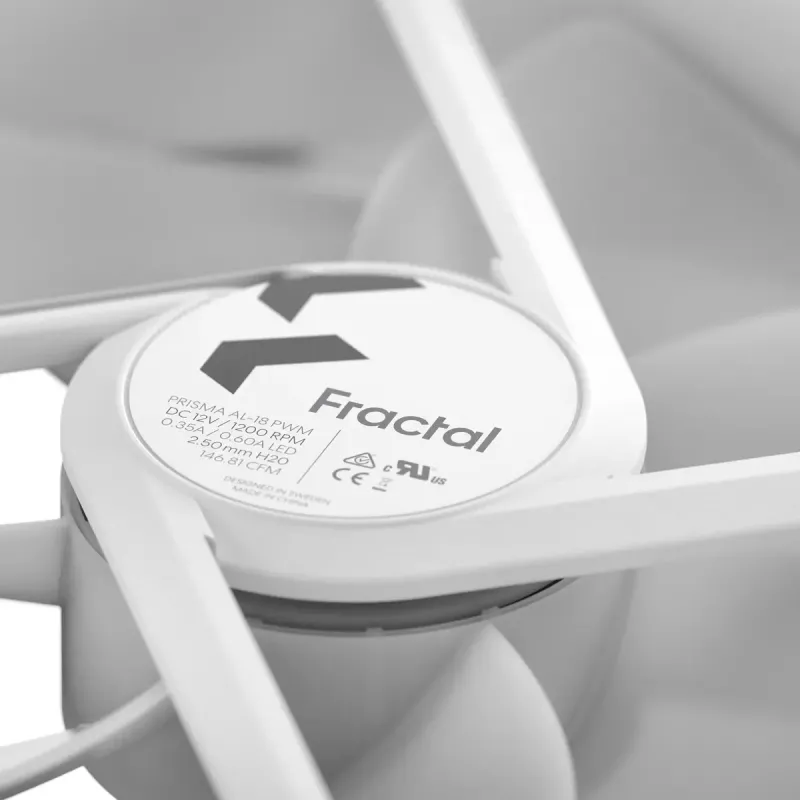Fractal Design Prisma AL-18 ARGB PWM korpusa ventilators, 180 mm, balts