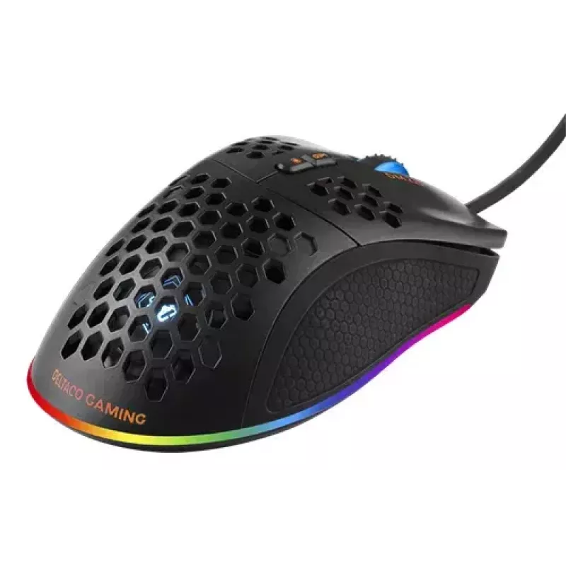 Spēļu pele Deltaco DM210 vadu īpaši plāna RGB melna