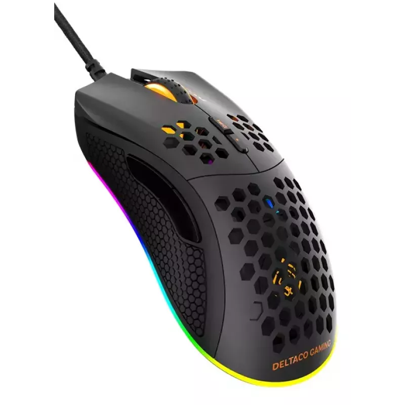 Spēļu pele Deltaco DM210 vadu īpaši plāna RGB melna