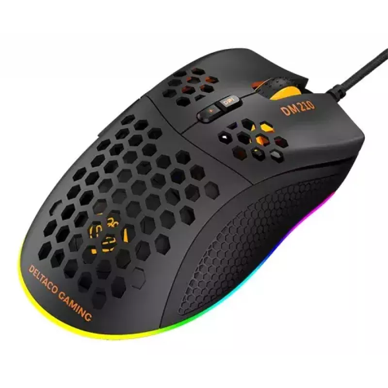Spēļu pele Deltaco DM210 vadu īpaši plāna RGB melna