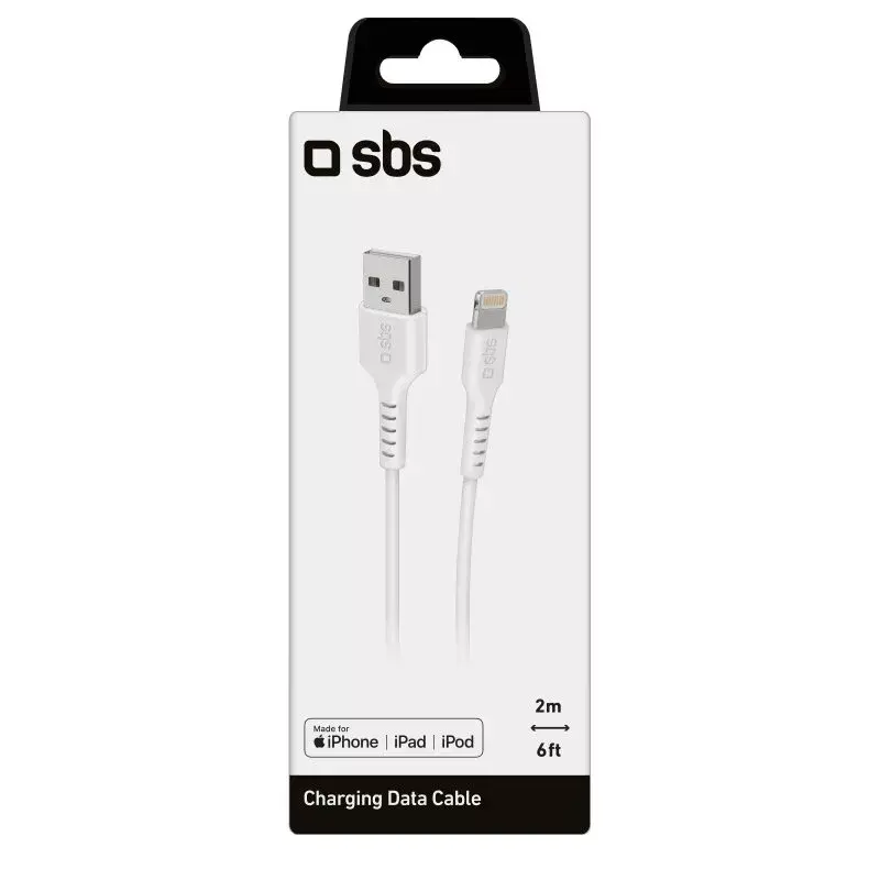 Lightning kabelis SBS TECABLEUSBIP5289W 2m Balts USB A
