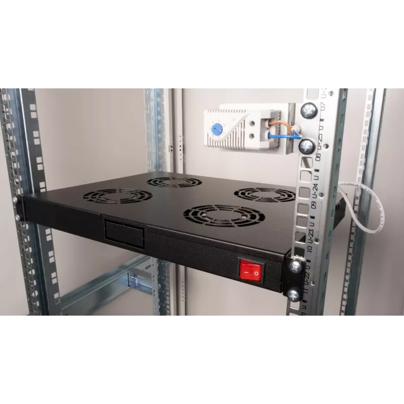 Equip Dzesēšanas ventilatori 19', 1U, 4 VENTILATORI, RAL9005 Melns