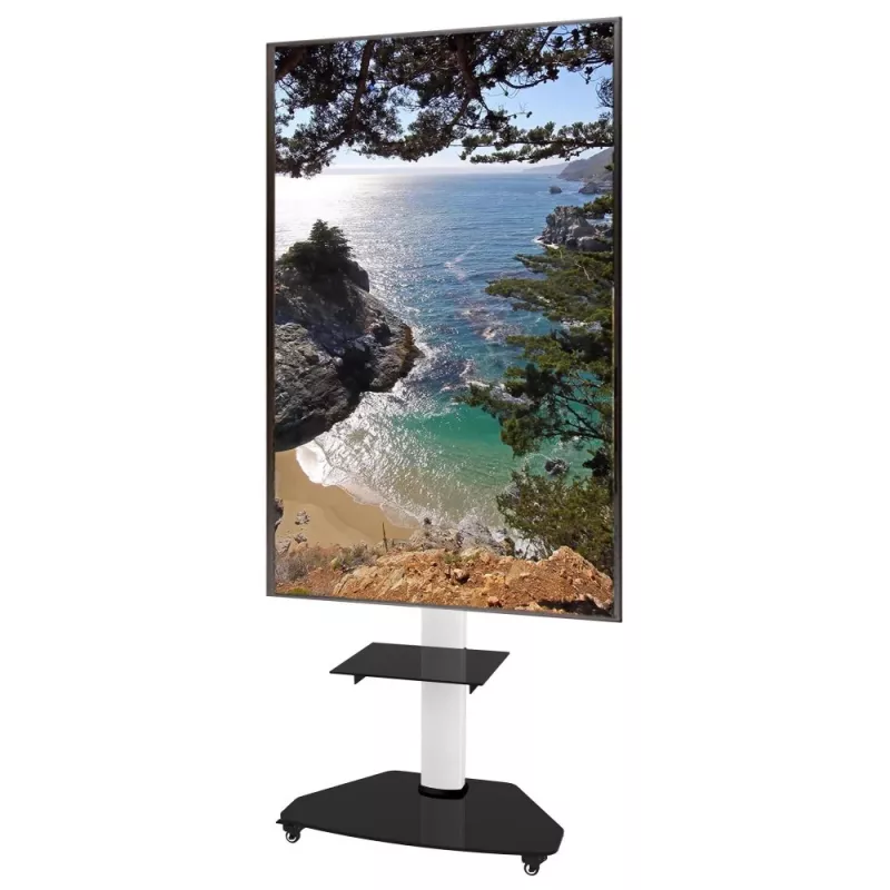Techly Grīdas balsts ar plauktu ratiņiem TV LCD/LED/Plazma 37-70 collas Balts