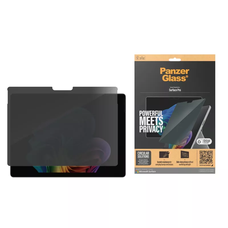 PanzerGlass ® privātuma ekrāna aizsargs Microsoft Surface Pro X | Pro 8 | Pro 9 | Pro 10 | Pro 11th Edition | Īpaši plats piemērots